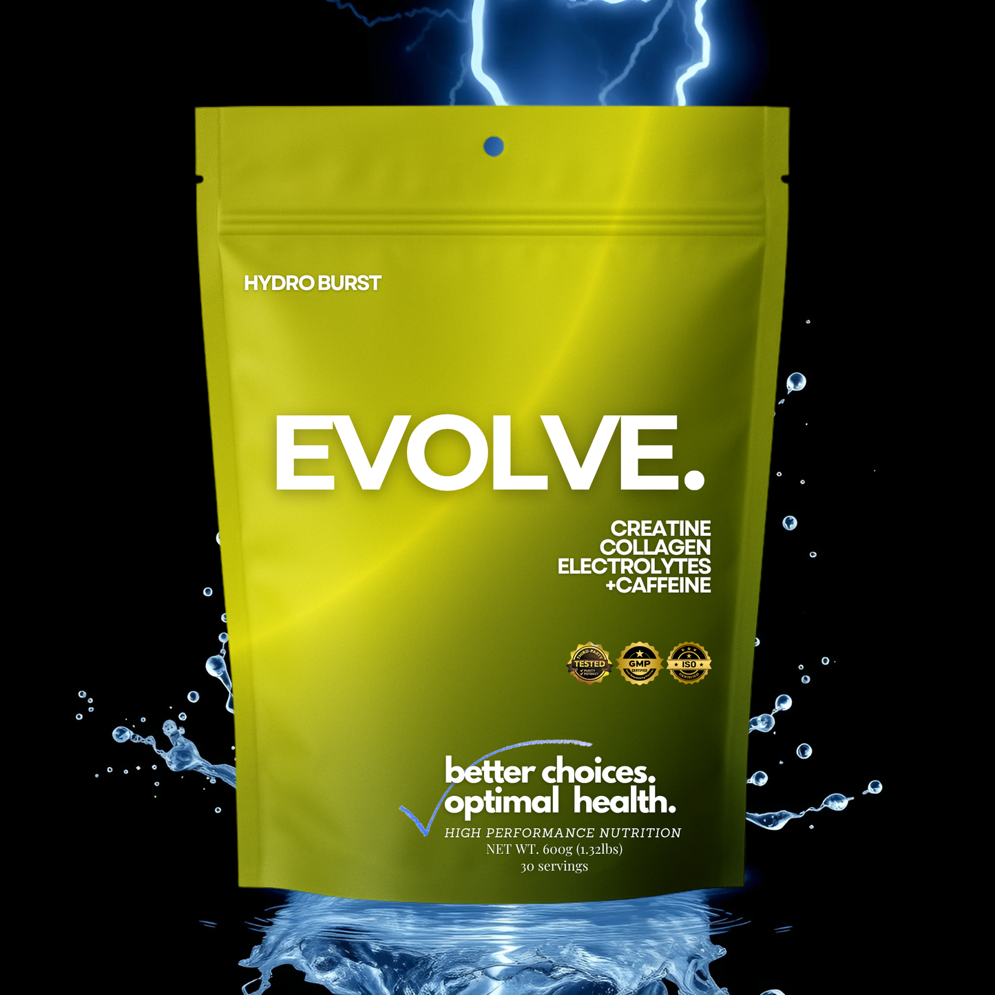 EVOLVE:  Creatine, Caffeine, Collagen, Electrolytes