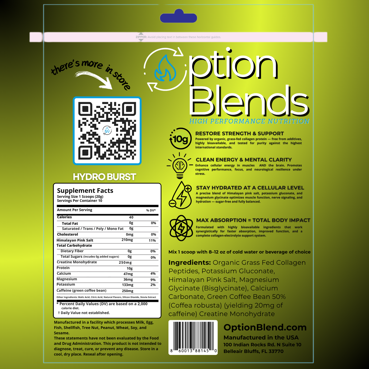 EVOLVE:  Creatine, Caffeine, Collagen, Electrolytes